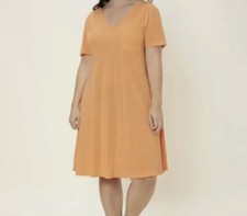 Patch Pocket Solid Tea Dress, Plus Size 0XL (US 12)