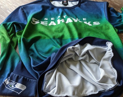 Seattle Seahawks L Pullover NFL Team Apparel blau grün Farbverlauf Grafik Logo - Bild 9 von 12