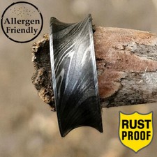Handmade Grooved Damascus Steel Ring Damascus Wedding Band Mens Wedding Ring
