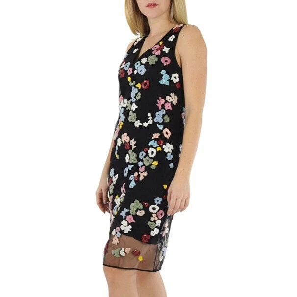 Autentico abito floreale da donna con perline a mano Burberry marca taglia 8 (US 6) nuovo con etichette