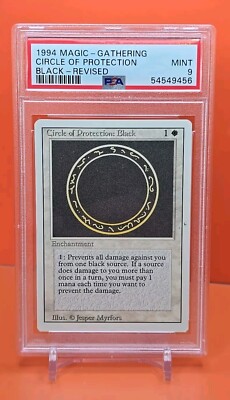     1994 Magic The Gathering CIRCLE OF PROTECTION BLACK REVISED PSA 9    