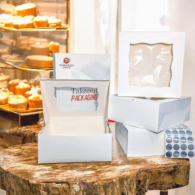 25-Pack Bakery Cake Boxes with Clear Window | Packaging for Cakes 10 x10x4 inch
