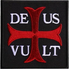God Wills It Deus VULT Sew On Embroidered Patch Christian Catholic Motto
