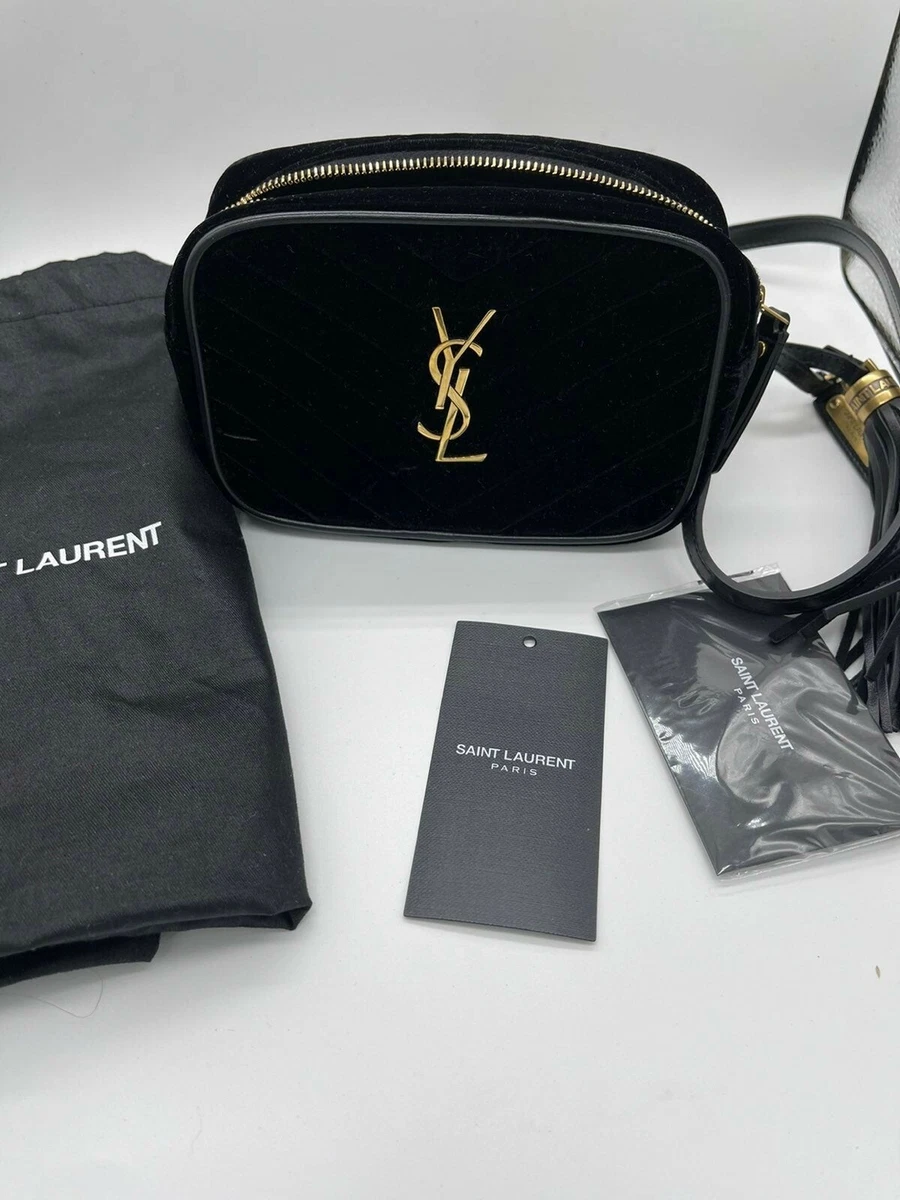 Saint Laurent Black Velvet Leather Lou Belt Bag