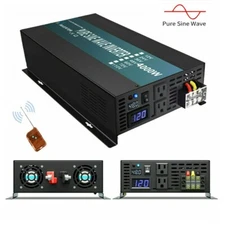 4000W Pure Sine Wave Inverter 48V DC to 120/220V Car Home Remote Switch