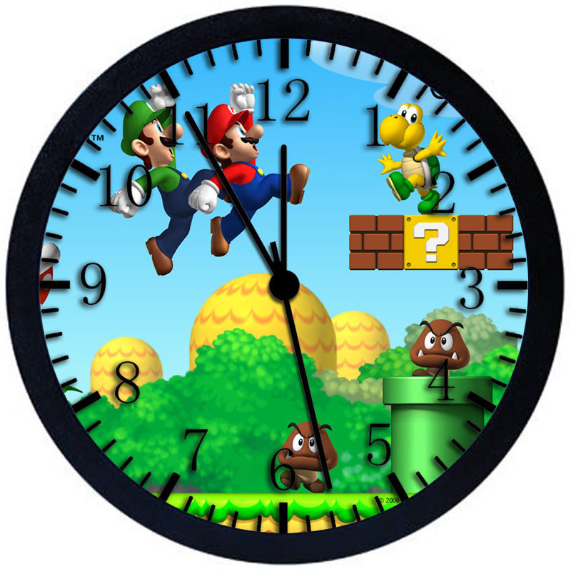 Super Mario Black Frame Wall Clock Nice For Decor or Gifts W164 | eBay