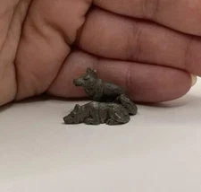 Vintage Rare Hudson Pewter Wolf Coyote Couple Miniature Retired Trinket ***