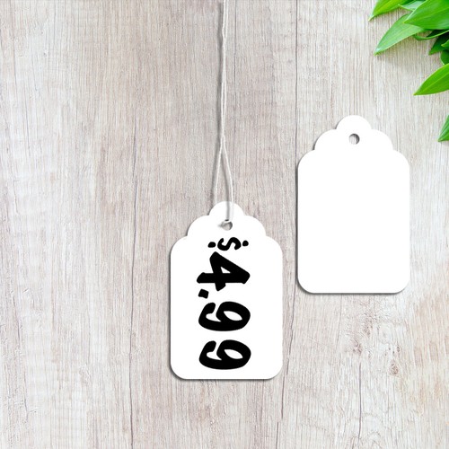 Garage Sale Price Tags Size #5 Blank White Hang Merchandise String Strung - Picture 7 of 16