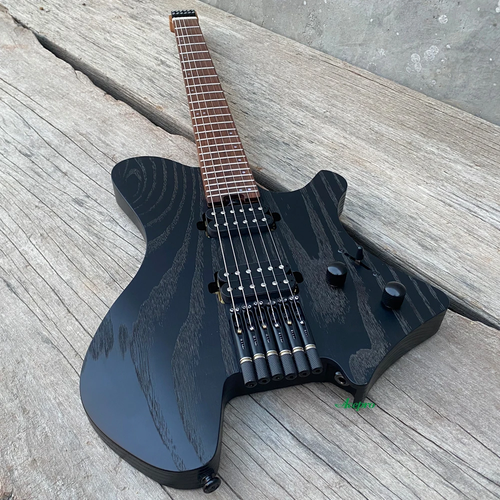 Acepro Upgraded Chitarra elettrica headless raso colore nero 2 pickup humbucker - Foto 5 di 22