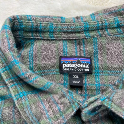 Patagonia Mens Size 2XL Gray / Green Fjord Flannel Shirt