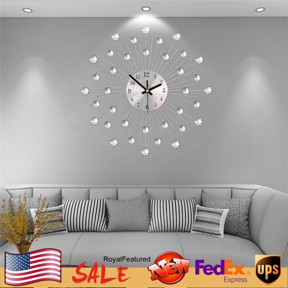 Reloj de Pared de Lujo Grande Moderno Hágalo Usted Mismo Hogar Oficina Decoración Cristal Redondo Sala de Estar