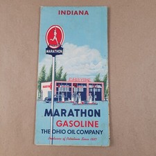 1956 Marathon Oil Indiana Vintage Road Map Gas and Oil Advertising