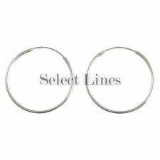 Sterling Silver 1.2mm x 25mm Endless Hoop Earrings Round .925 Jewelry