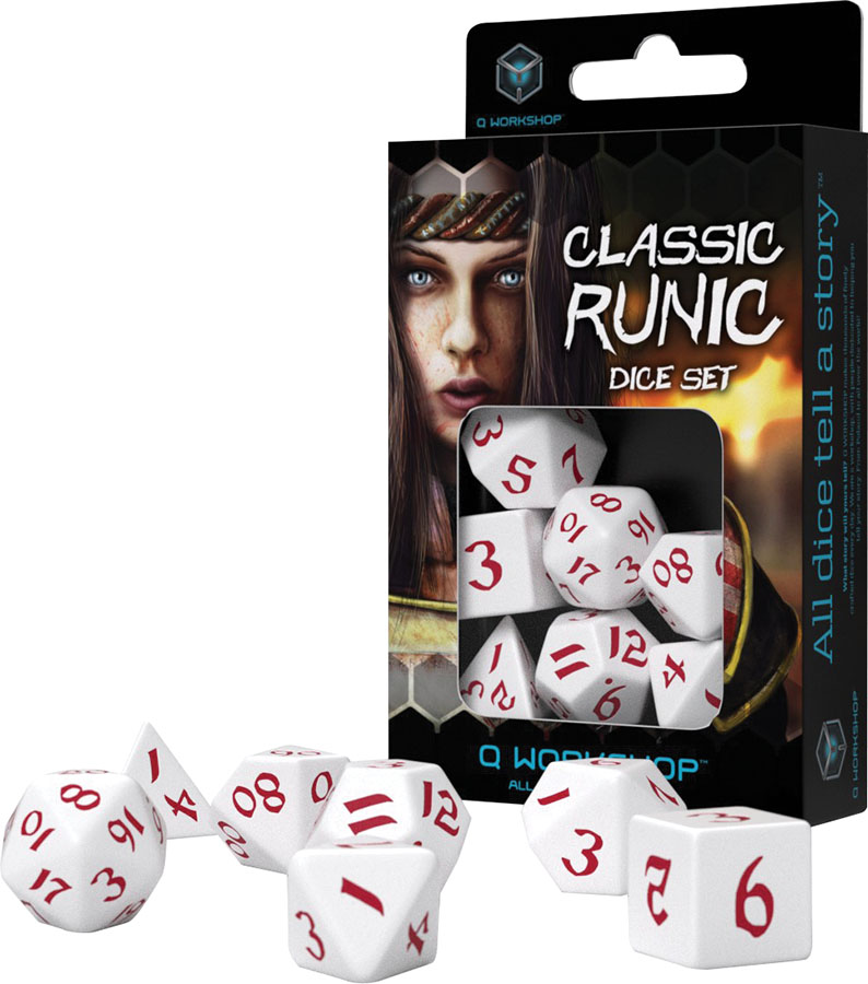 Classic Runic Dice Set White & Red (7)