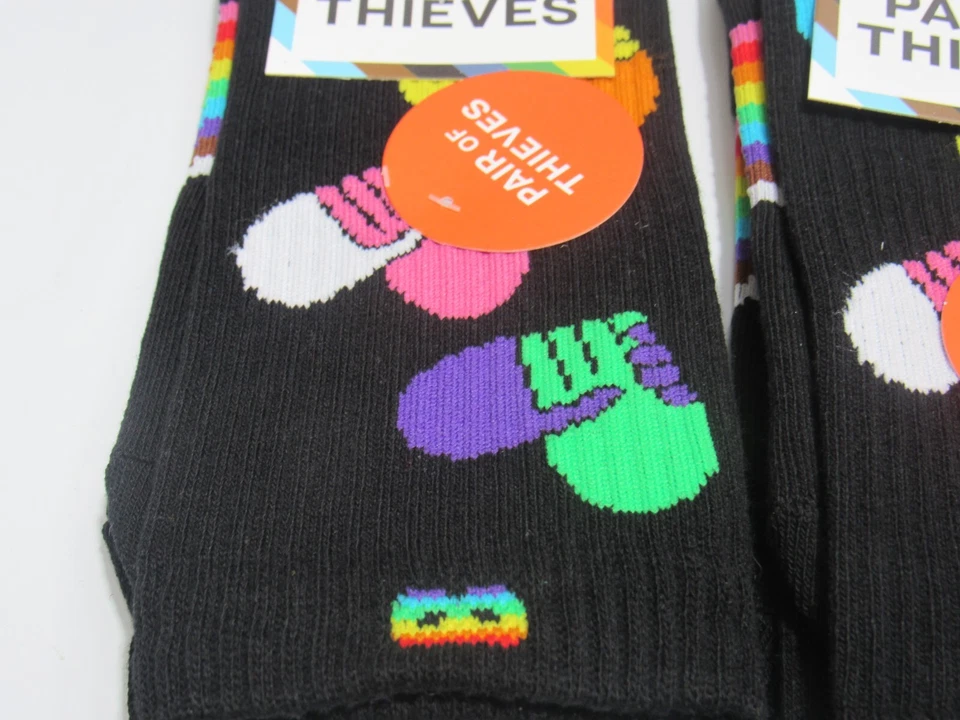 3 Pair of Thieves Crew " Trevor Project" Black Rainbow Pride Socks 6-12 (L38K) - Image 2 of 4
