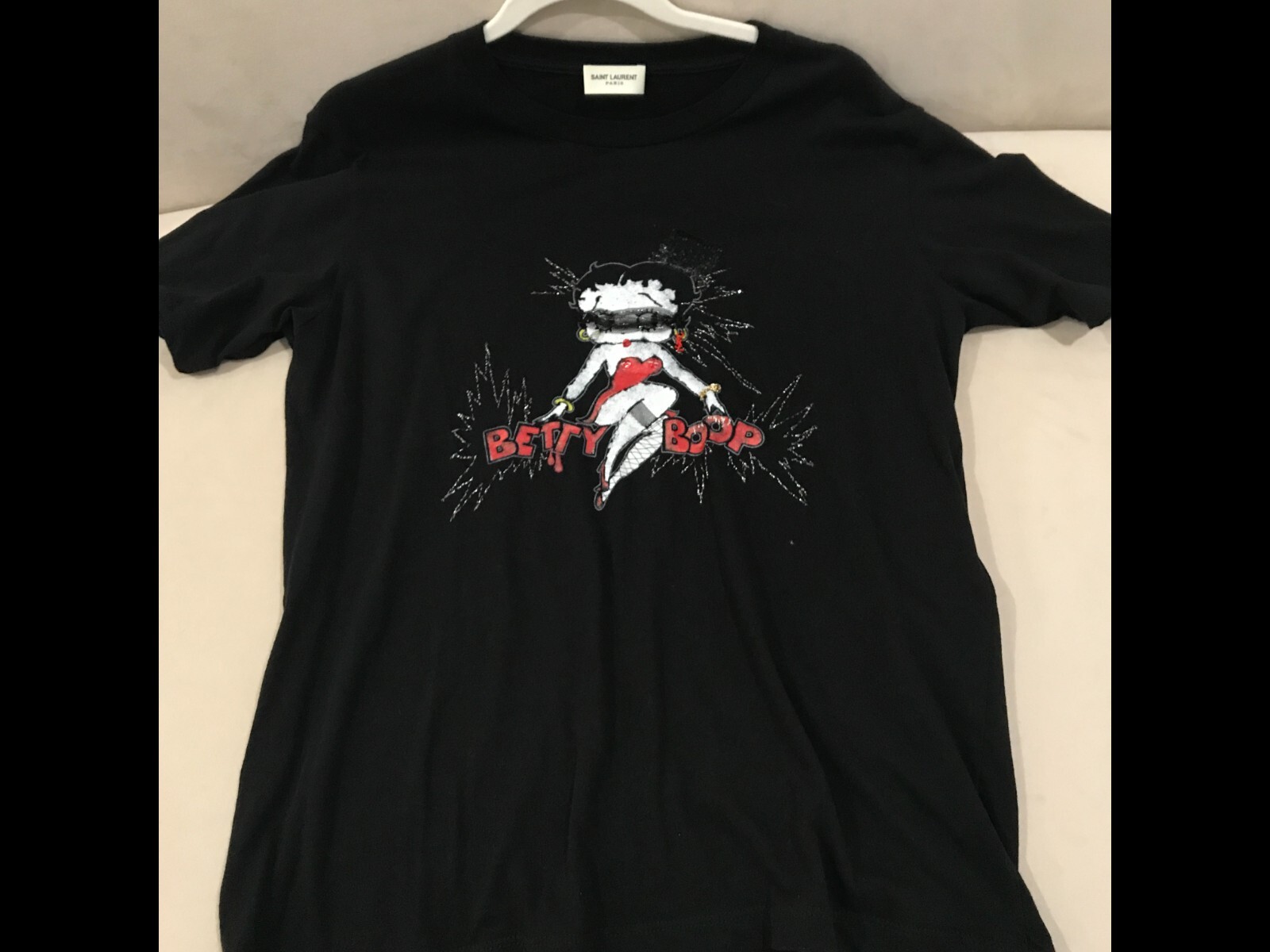 T shirt 100% autentica edizione Saint Laurent cotone biologico 3D Patten XS PREZZO AL PUBBLICO: £ 490