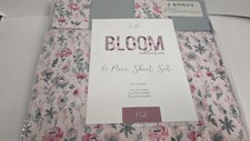 6 pc Bloom Collection Floral Full Sheet Set PRETTY BLOSSOM Pink  Mini Flower