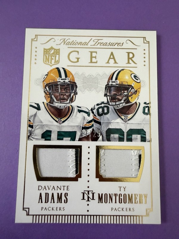 2015 National Treasures Davante Adams Ty Montgomery NFL Gear 17/25 Jersey # PACK