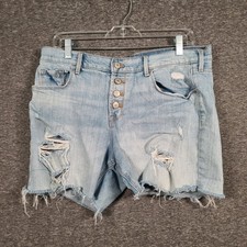 Old Navy Women's Button Fly Cut Off Jean Shorts Size 12 Light Wash