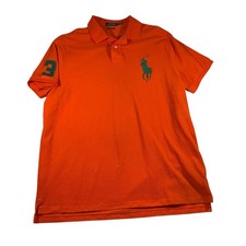 Polo Ralph Lauren Mens Big Pony Shirt Custom Slim Fit XL Orange 3 Embroidered