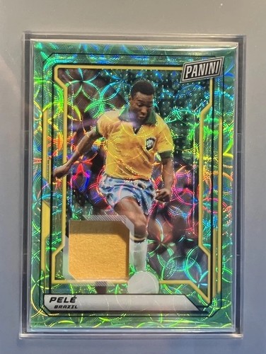 2019 Pele Patch /5 PSA 7 Player Worn #77 Panini National VIP Neon Green Prizm