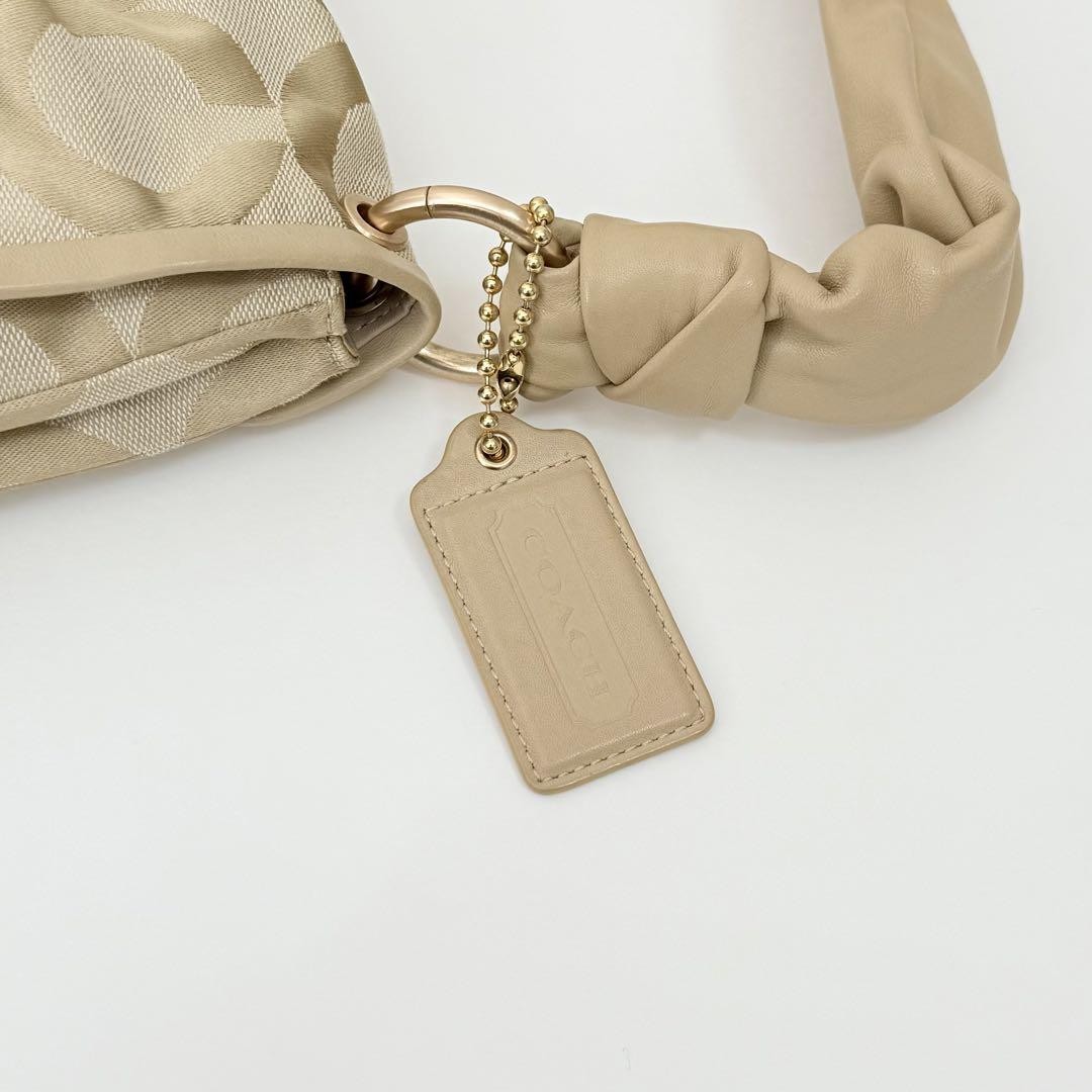 Coach Signature Parker Ruched Handbag Beige Crossbody Bag