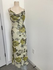 Shein Dress Women L Green  Sheer Overlay Forest Fairy Cottagecore Maxi Cowl Neck