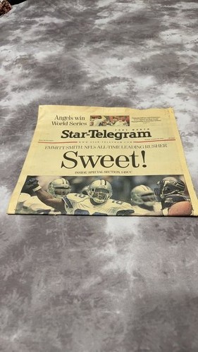 Fort Worth Star-Telegram Newspaper Oct 28 2002 Emmitt Smith All-Time Rusher “Swe