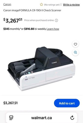 #ad Canon Image FORMULA CR 190i II High Volume Scanner New Free Shipping Worldwide🌏 C $3267.00