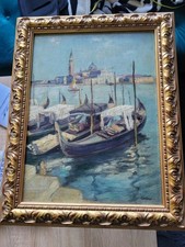 Ölgemälde Schiffe Venedig Italien