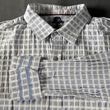 Robert Graham Shirt Mens XL Blue White Check Long Sleeve Button Classic Fit