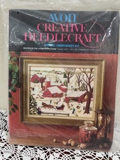 Avon Creative Needlecraft Crewel Embroidery Kit WINTER IN THE COUNTRY 14” X 18”