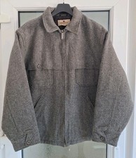 Woolrich Mens Vintage New Grey Wool Quilted Lined Jacket - Size Large