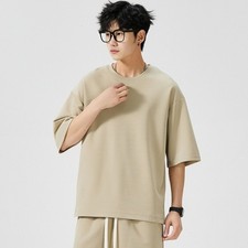 Mens Summer Ice Silk Lightweight Casual Short-Sleeve Shorts Sports Suit New Arr