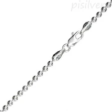 Genuine 925 Sterling Silver 8" Round Ball Bead Chain Bracelet 3mm Lobster Claw