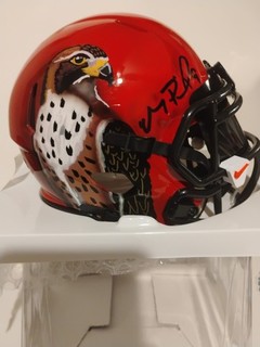 MICHAEL PENIX JR SIGNED AUTOGRAPHED CUSTOM PAINTED FALCONS STS MINI HELMET BAS