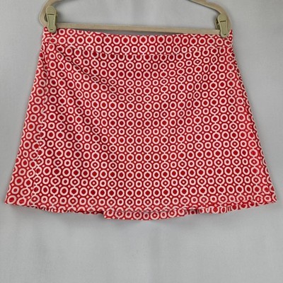 RipSkirt Hawaii Dot Quick Wrap Mini Skirt Womens Size Large Red Wht Lightweight