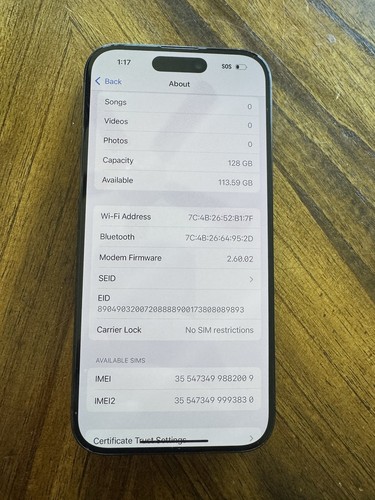 Apple iPhone 15 Pro Unlocked, Titanium Black, 128GB (Cracked Back) AS IS - Zdjęcie 3 z 7