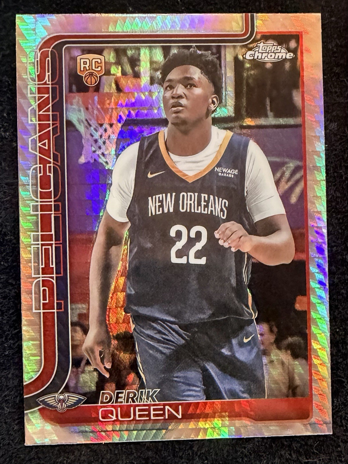 Derik Queen Rookie Prism Refractor 2025-26 Topps Chrome Pelicans RC #263