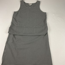 Talbots Black and White Checkered Picnic Gingham Shift Sleeveless Dress Pockets