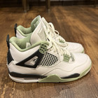 Jordan Air Jordan 4 Low Top Leather Sneakers White Green Black 7.5Y AQ9129-103 — photo 1