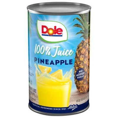 6x Dole Pineapple Juice Canned 100% Fruit Drink Refreshing Beverage Pack New 46o