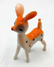 Vintage Fawn Figurine, Kitsch Christmas Decor Decoration, Retro Deer, Orange