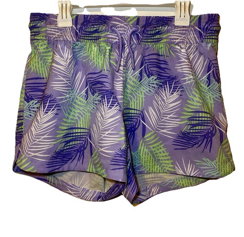 Members Mark™️ Athletic Girls 14/16 (XL) Shorts - Purple Palm Leaf Green Blue