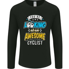 Cycling Looking at an Awesome Cyclist Mens Long Sleeve T-Shirt