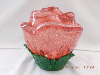 Roman Lighted Confetti Swirl Red Rose Globe Beautiful Glow New w/Tag Video dnstr