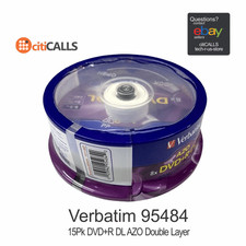Verbatim 95484 DVD R DL 8.5GB 4 Hours 8X Branded Surface 15 Pack Spindle