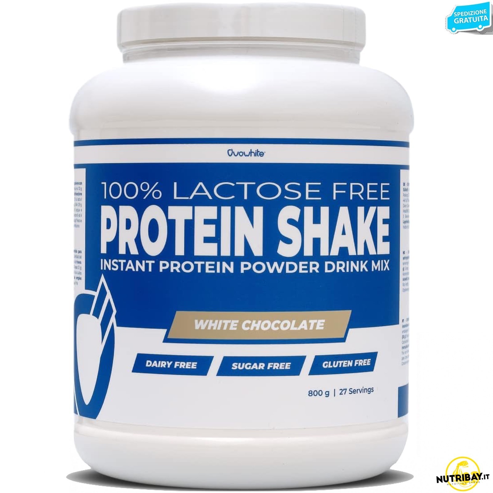 Ovowhite Protein Shake 800g: Proteine Albume Uovo 100% Senza Lattosio