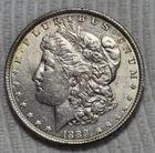 1889 P Morgan Silver Dollar. Estimated Almost Uncirculated 58 Edge Toning M0127.