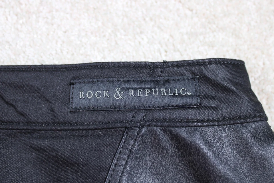 Falda Rock & Republic Mujer 6 Negra Cybil Imitación Cuero Cremallera Panel Mini Punk Foto 2 de 4